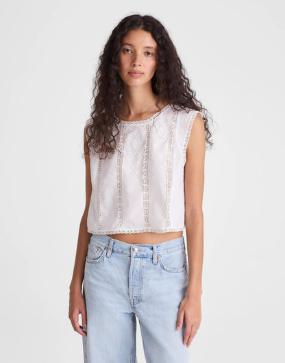 Madewell Embroidered Lace-Insert Top