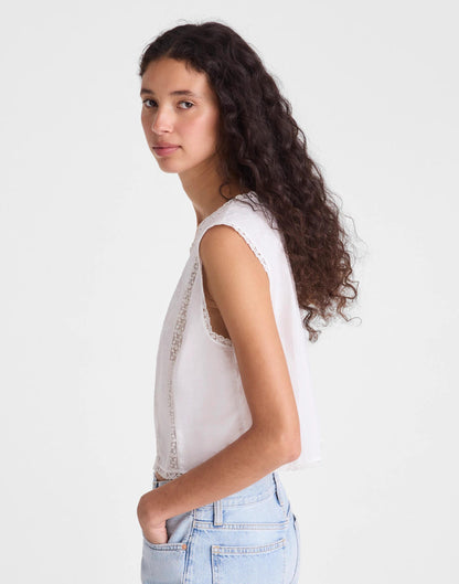 Madewell Embroidered Lace-Insert Top