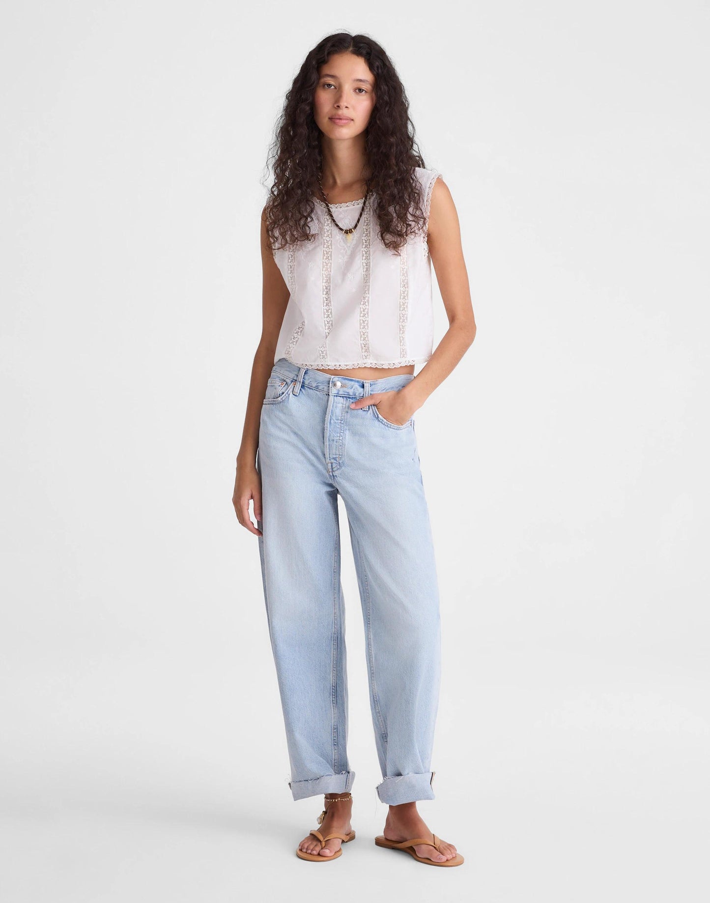 Madewell Embroidered Lace-Insert Top