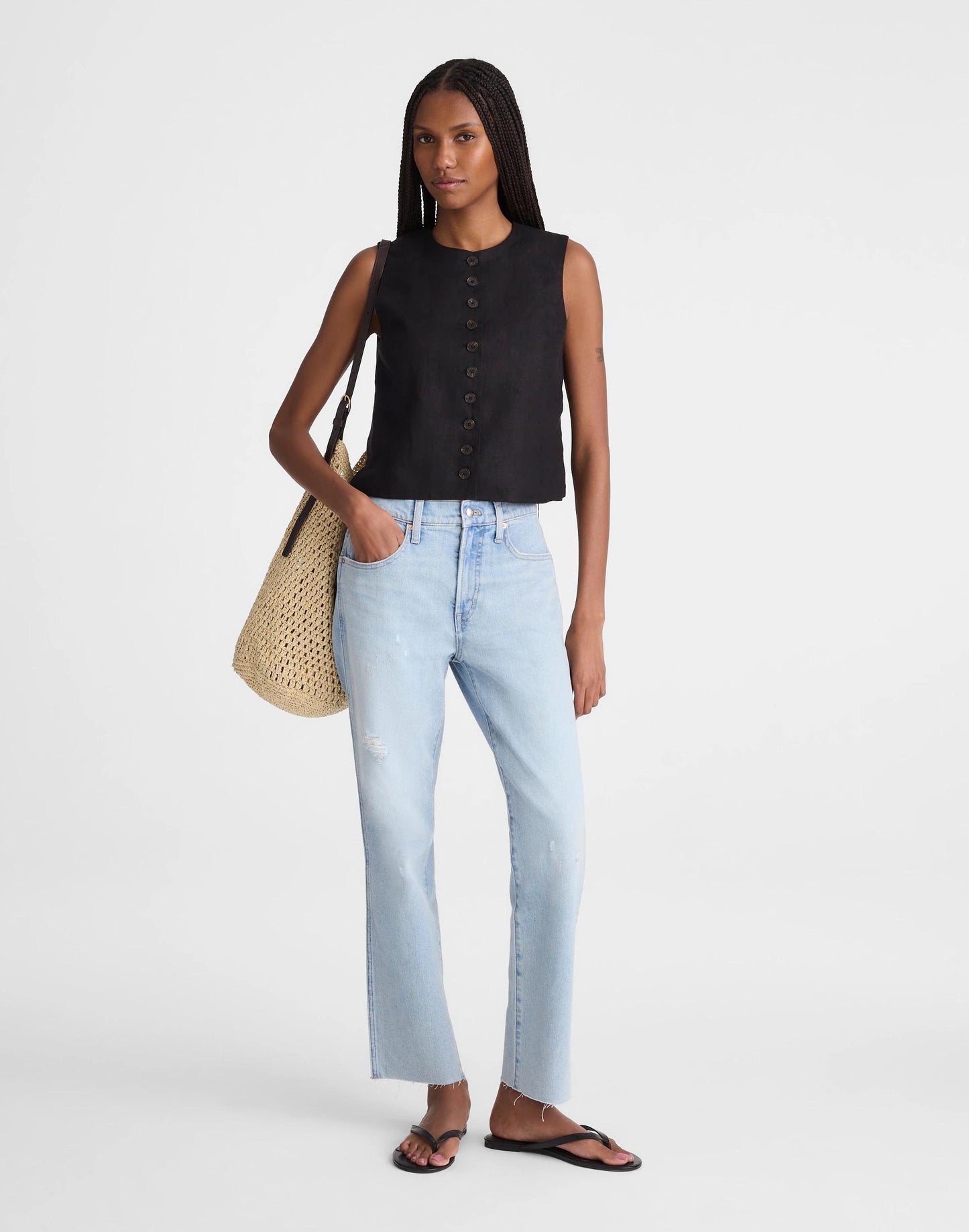 Madewell Button-Front Shell Top in 100% Linen