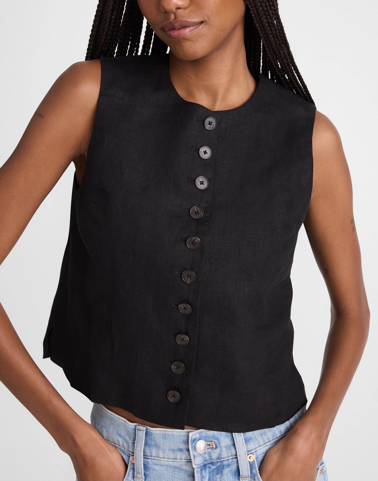 Madewell Button-Front Shell Top in 100% Linen