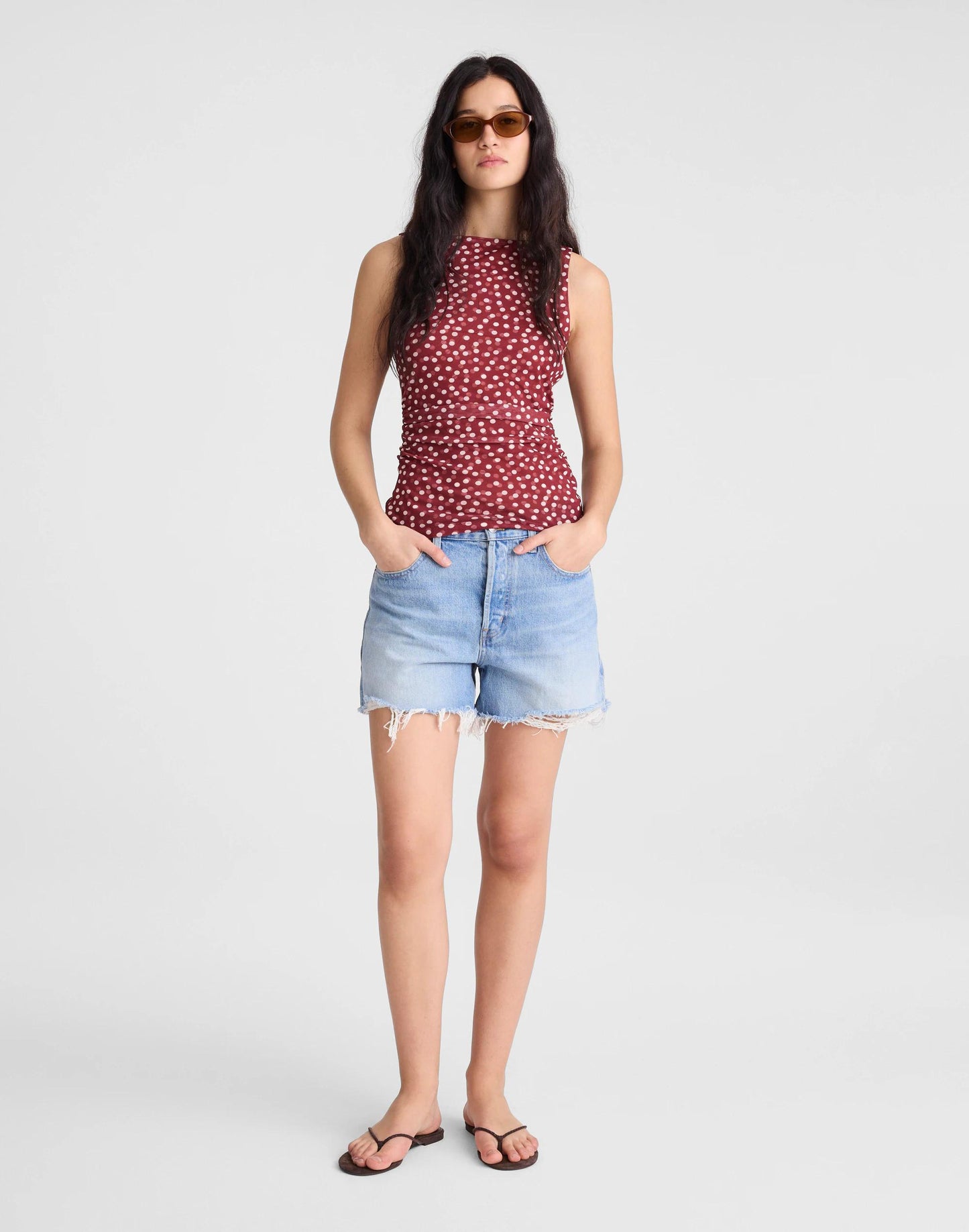 Madewell Cinched Double-Layered Mesh Top