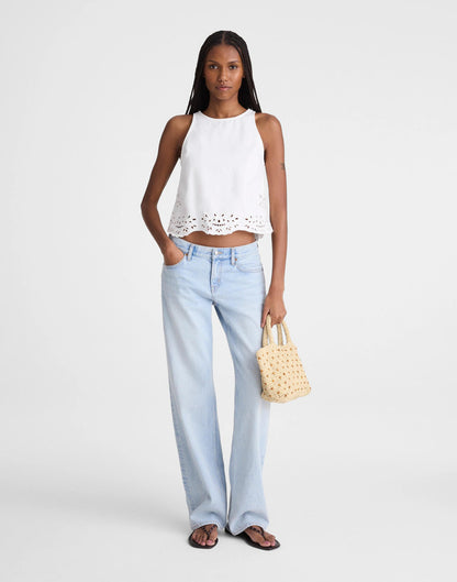 Madewell Denim Eyelet Shell Top in Tile White
