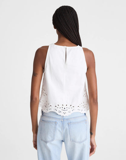 Madewell Denim Eyelet Shell Top in Tile White