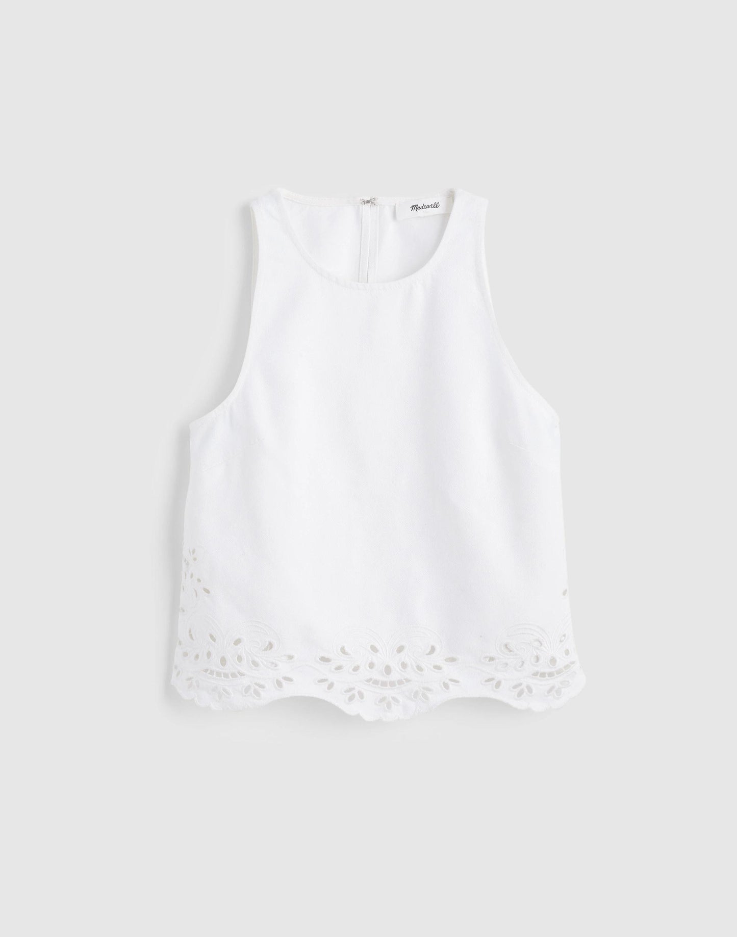 Madewell Denim Eyelet Shell Top in Tile White