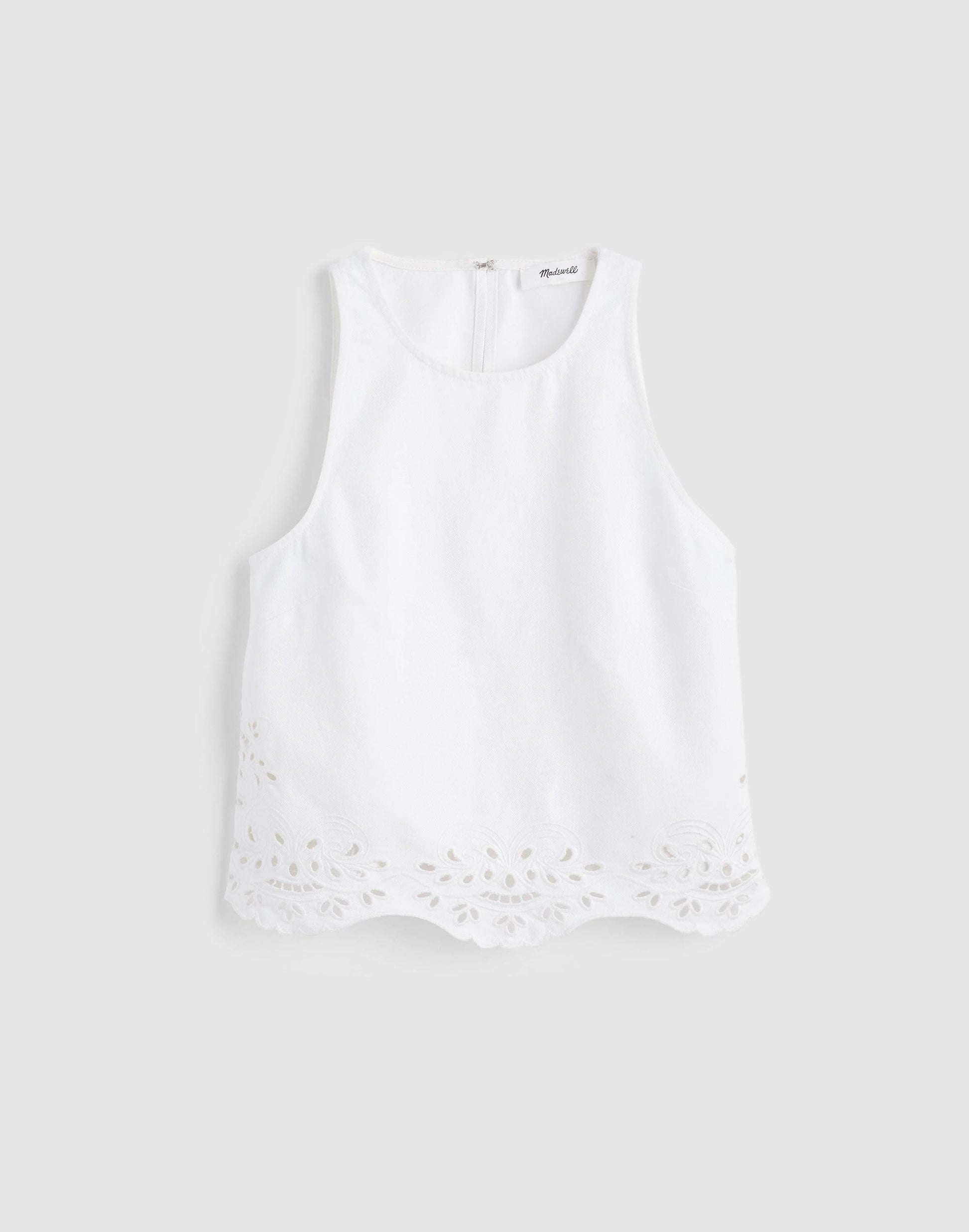 Madewell Denim Eyelet Shell Top in Tile White