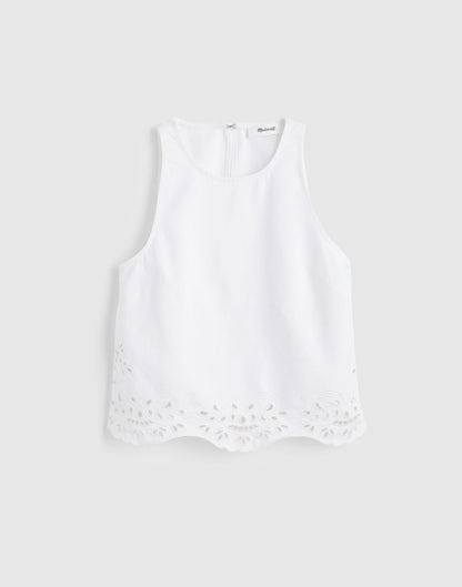 Madewell Denim Eyelet Shell Top in Tile White
