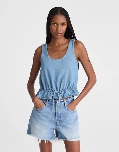 Madewell Airy Denim Scoopneck Peplum Top
