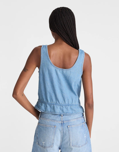 Madewell Airy Denim Scoopneck Peplum Top
