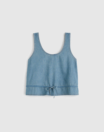 Madewell Airy Denim Scoopneck Peplum Top