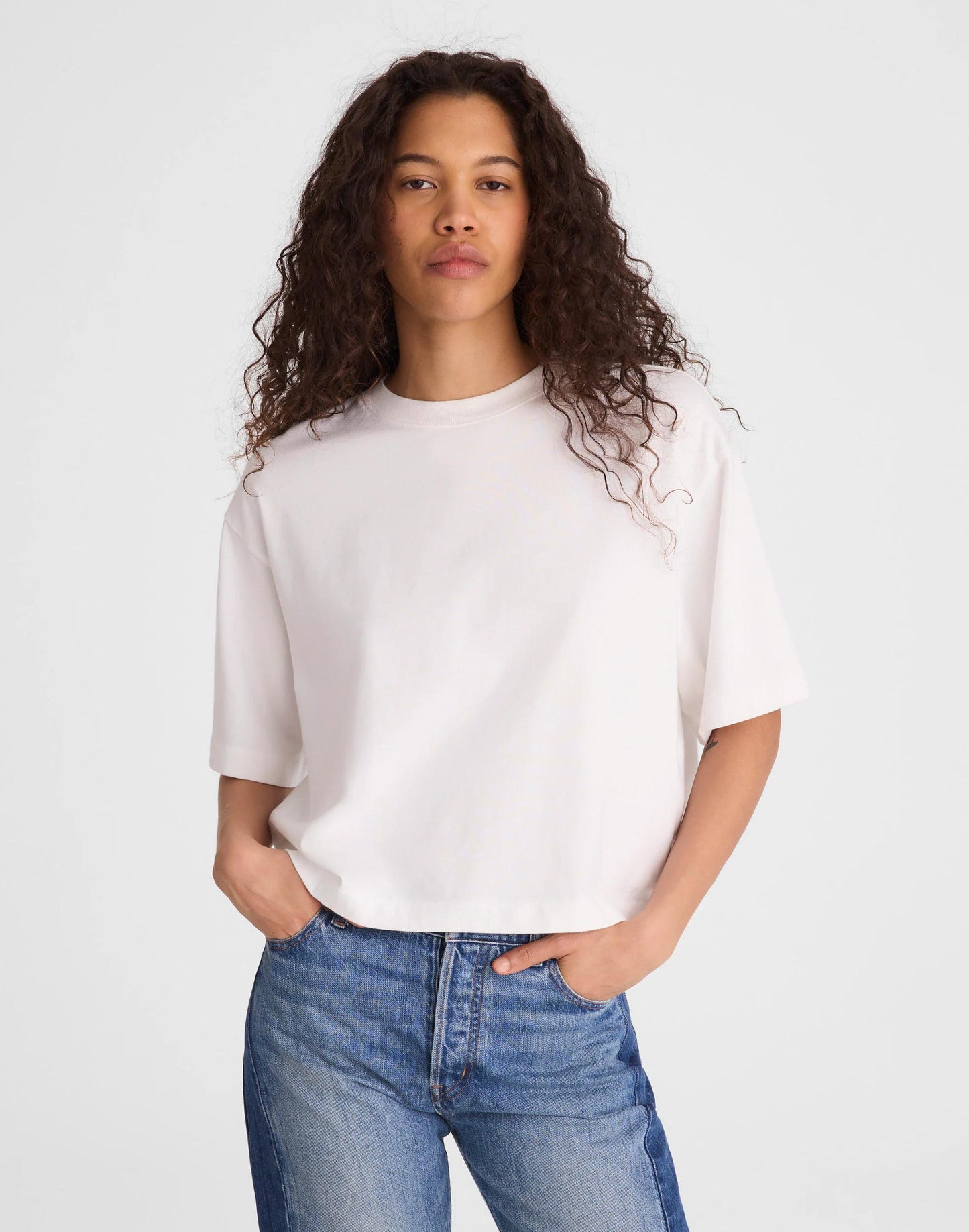 Madewell The Boxy Crop Tee in Allday Jersey