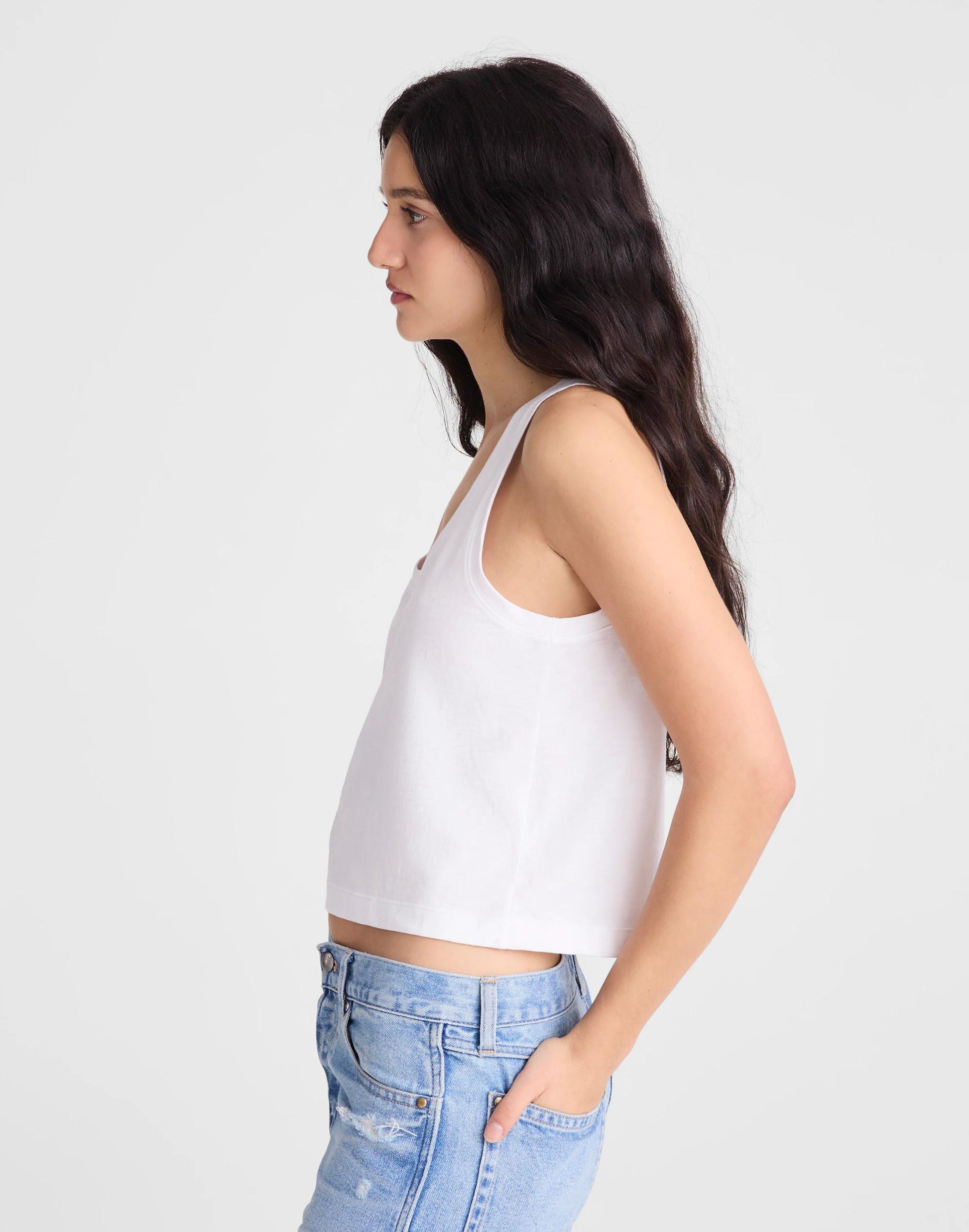 Madewell The Easy Crop Scoopneck Tank in Soft Slub