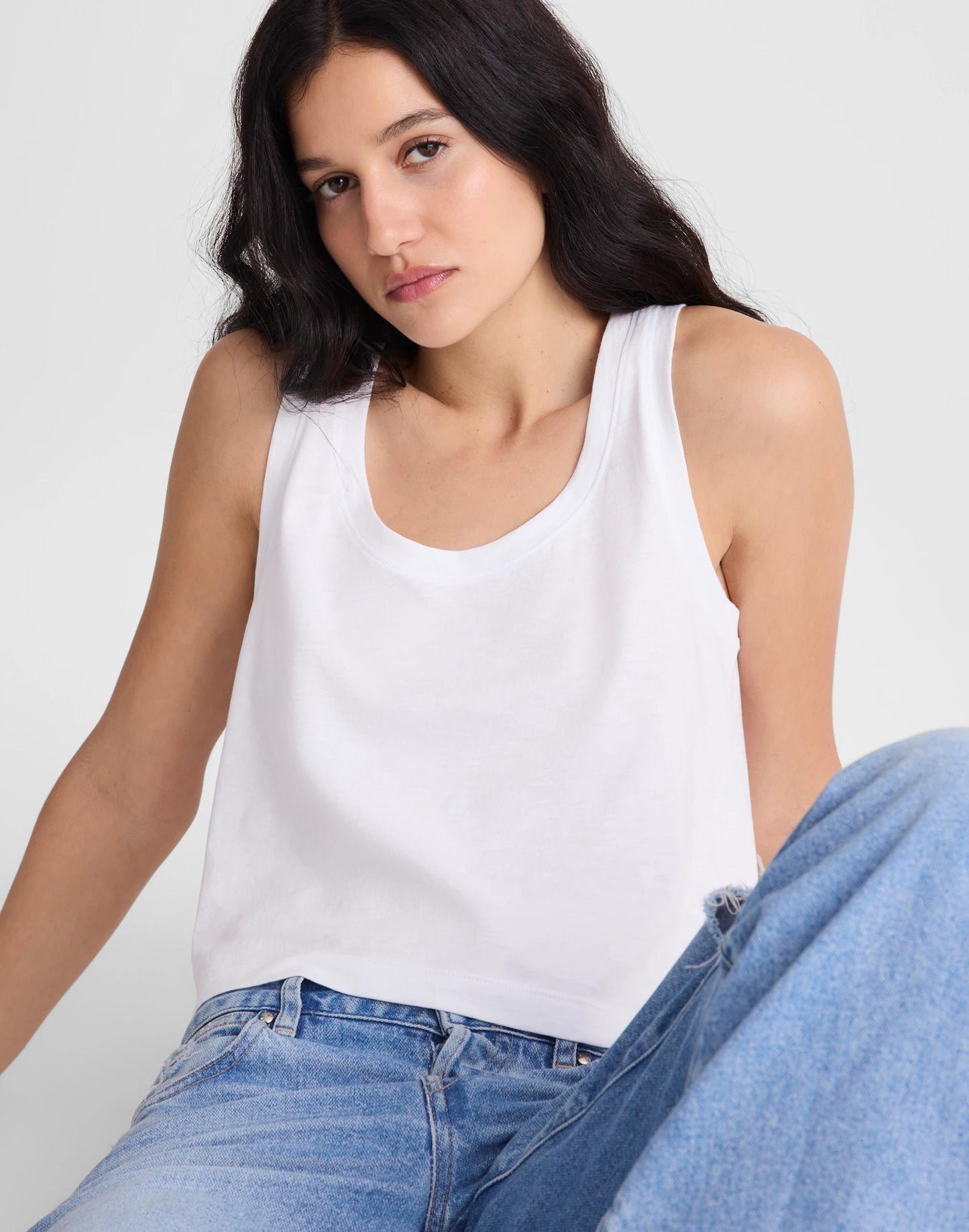 Madewell The Easy Crop Scoopneck Tank in Soft Slub