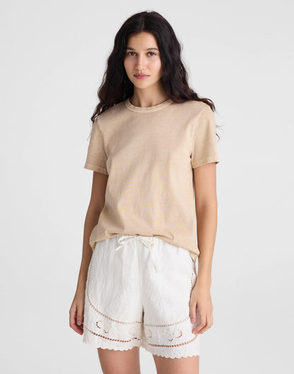 Madewell Eyelet Drawstring Shorts in 100% Linen