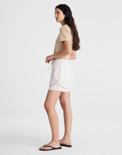 Madewell Eyelet Drawstring Shorts in 100% Linen