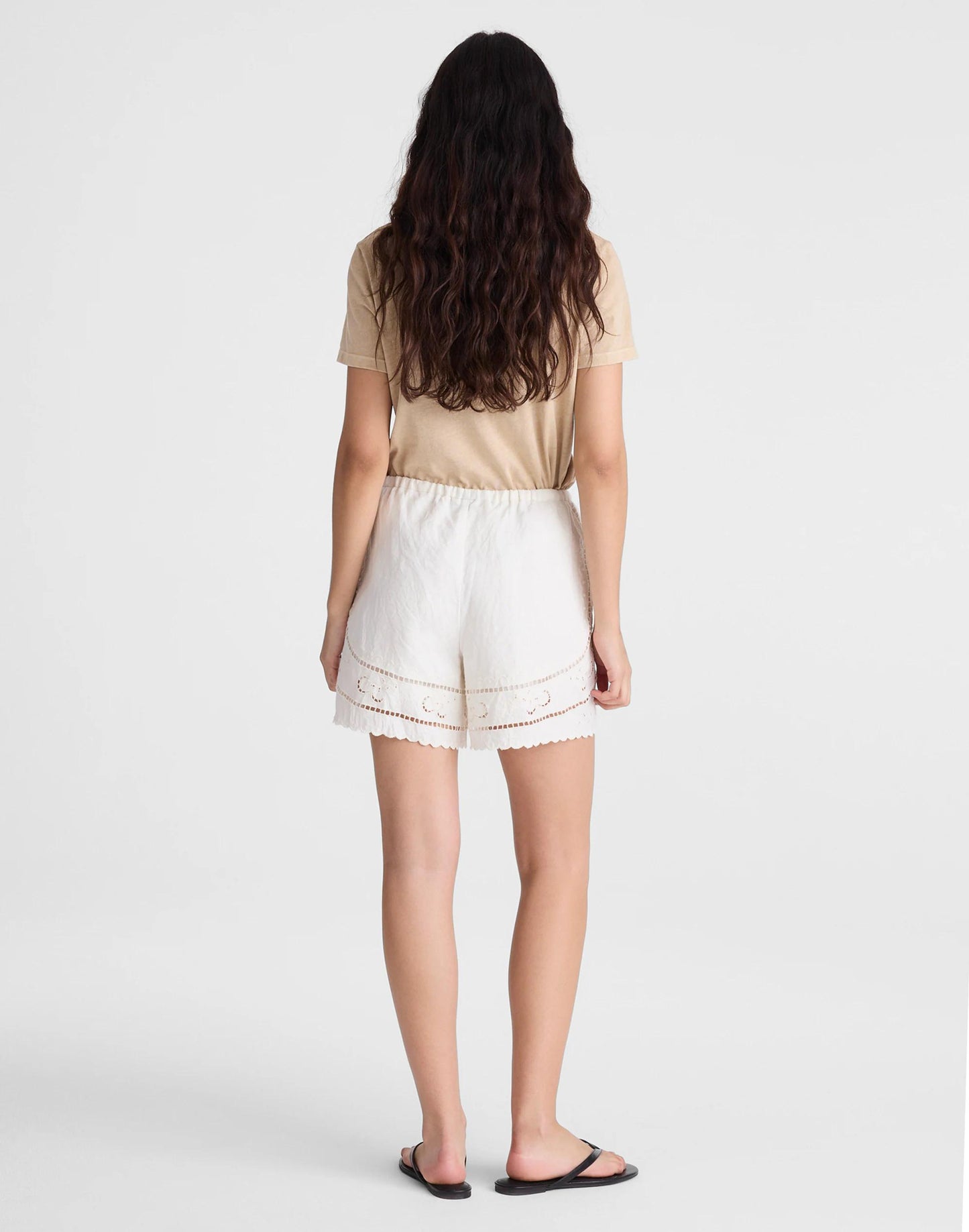 Madewell Eyelet Drawstring Shorts in 100% Linen