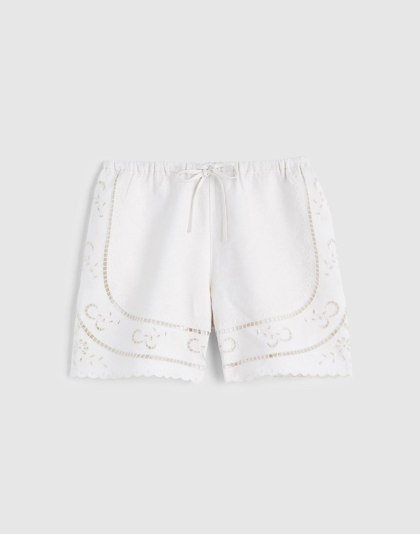 Madewell Eyelet Drawstring Shorts in 100% Linen