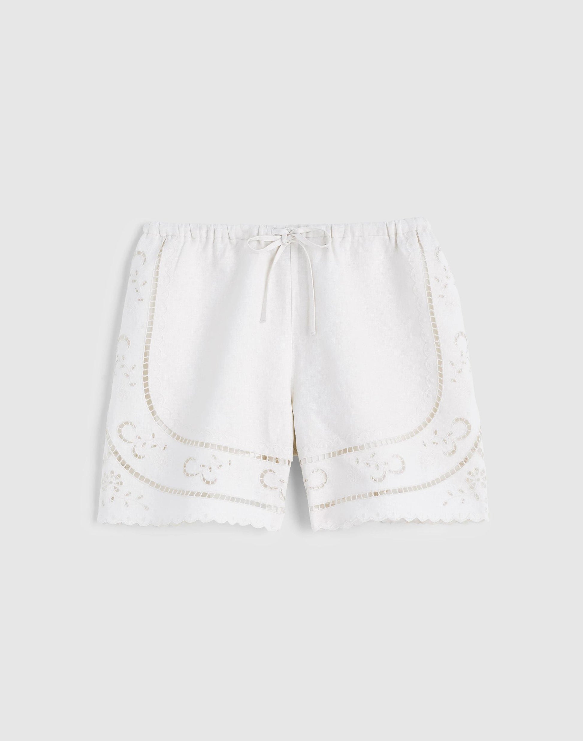 Madewell Eyelet Drawstring Shorts in 100% Linen