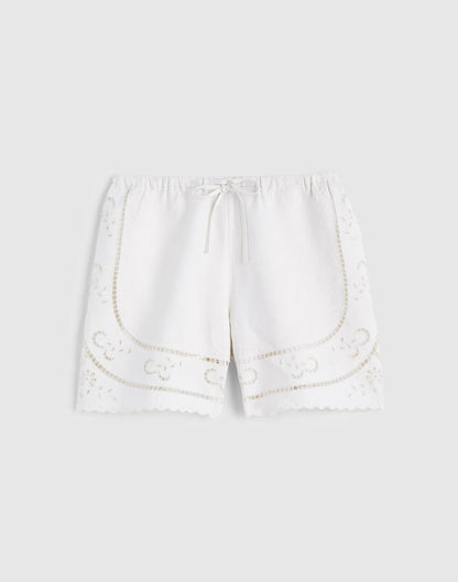 Madewell Eyelet Drawstring Shorts in 100% Linen