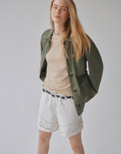 Madewell Eyelet Drawstring Shorts in 100% Linen