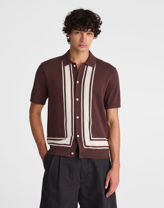 Madewell Knit Button-Up Shirt in Border Stripe