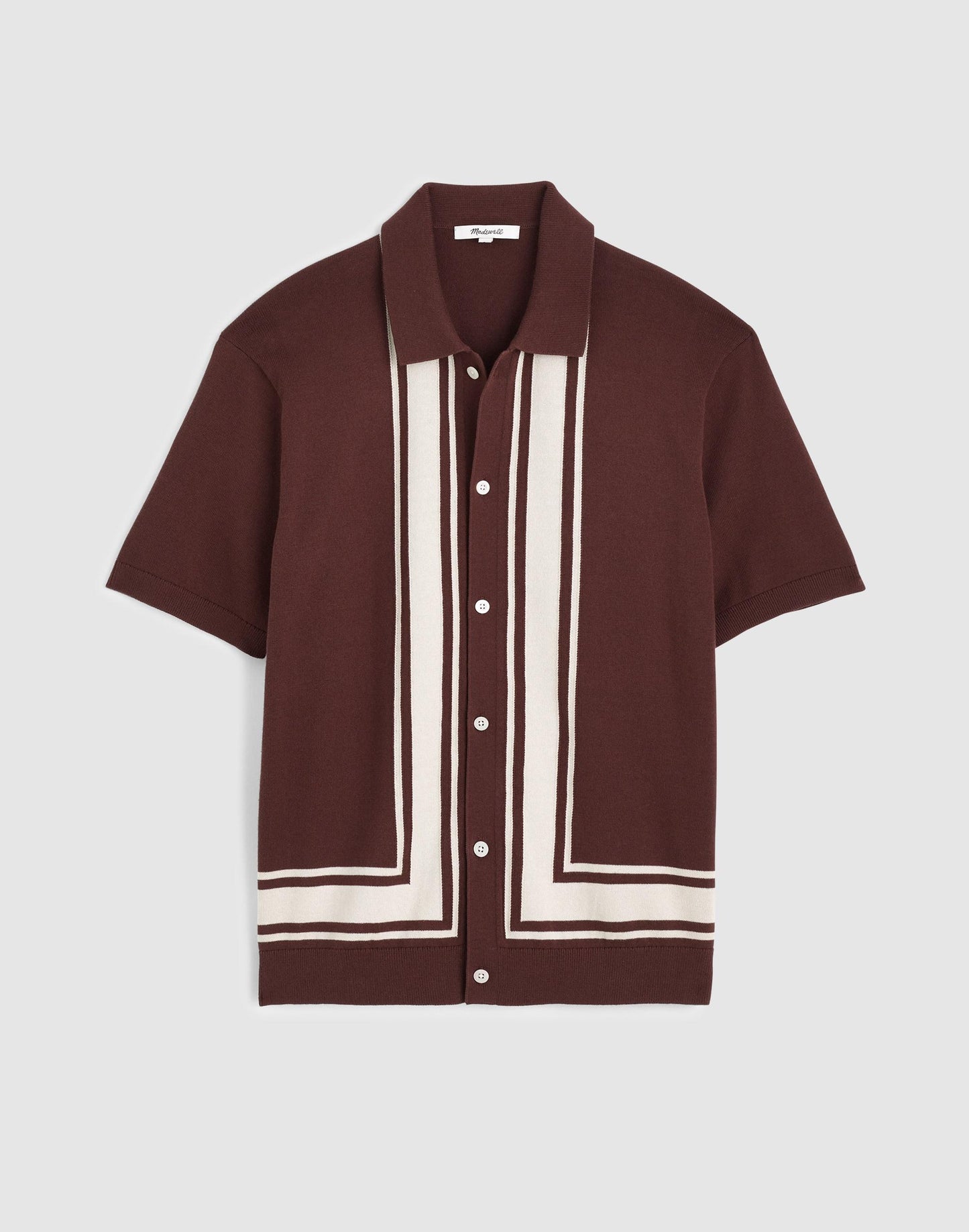 Madewell Knit Button-Up Shirt in Border Stripe