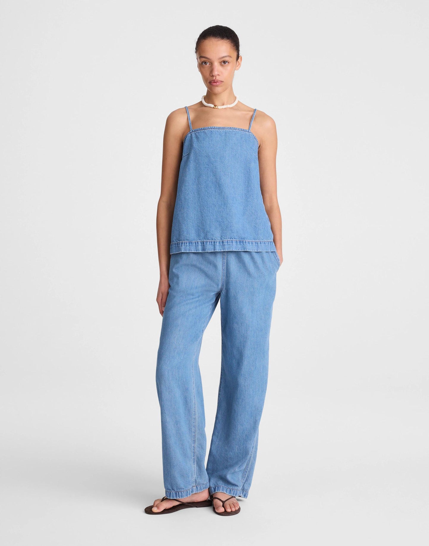 Madewell Airy Denim Squareneck Shell Top