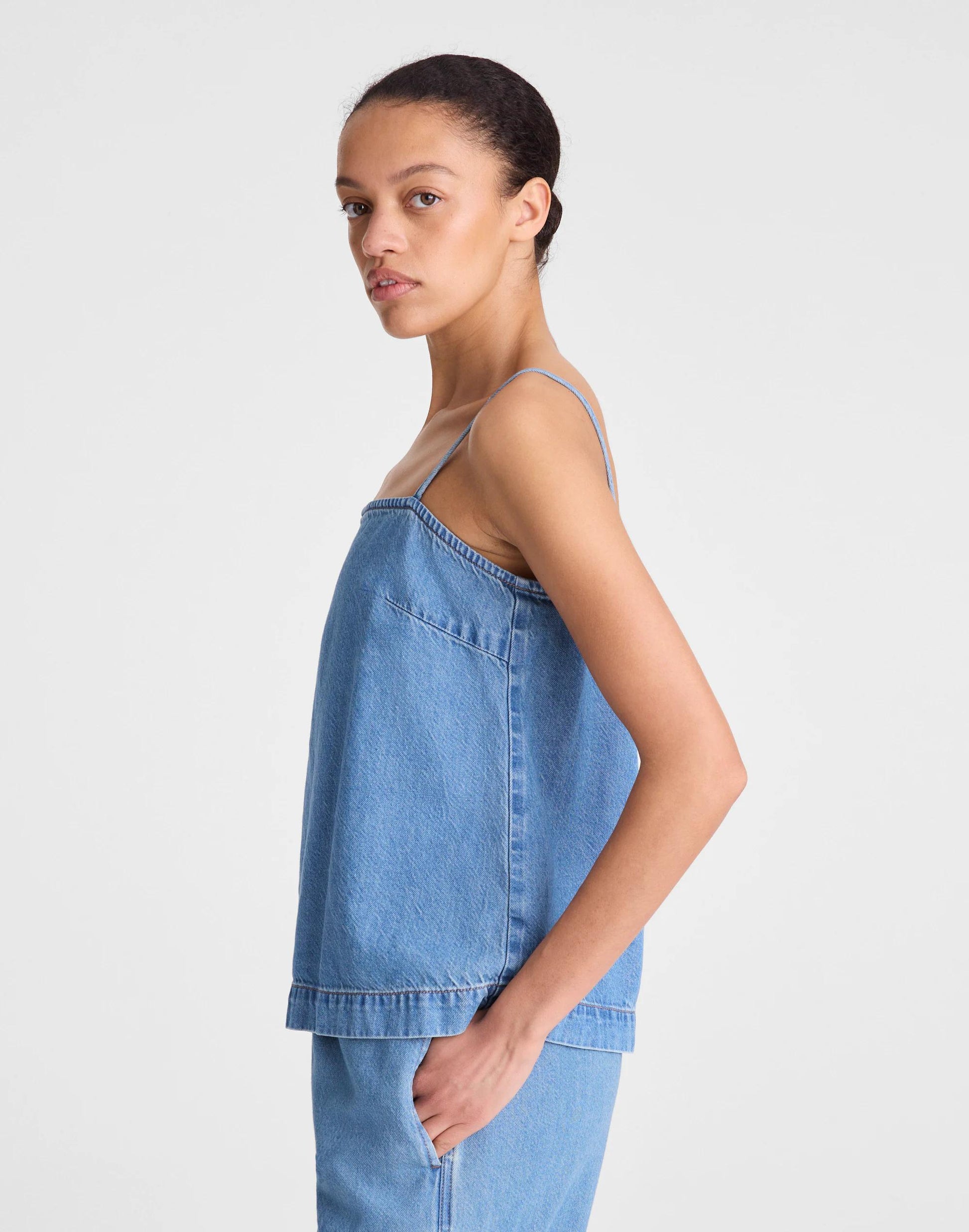 Madewell Airy Denim Squareneck Shell Top