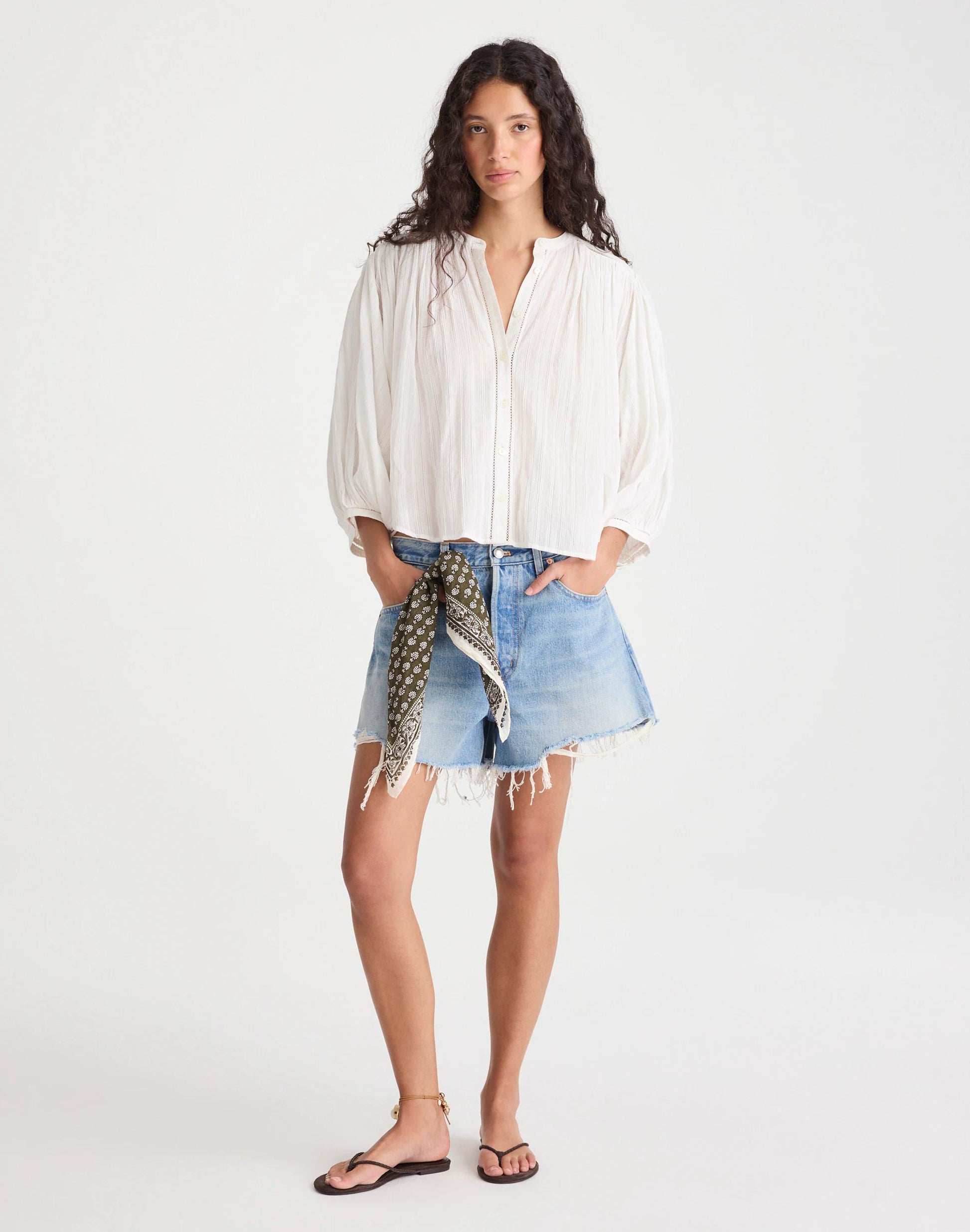 Madewell Shirred Button-Up Blouse