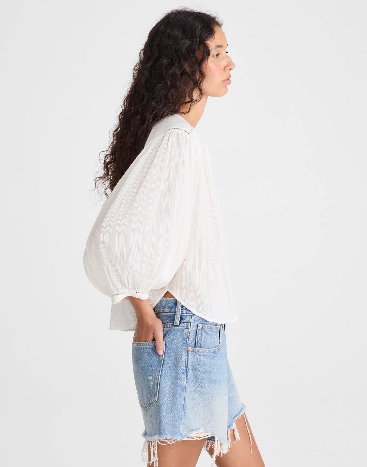 Madewell Shirred Button-Up Blouse