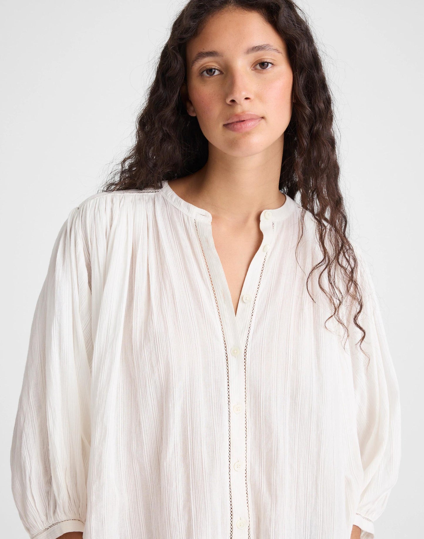 Madewell Shirred Button-Up Blouse