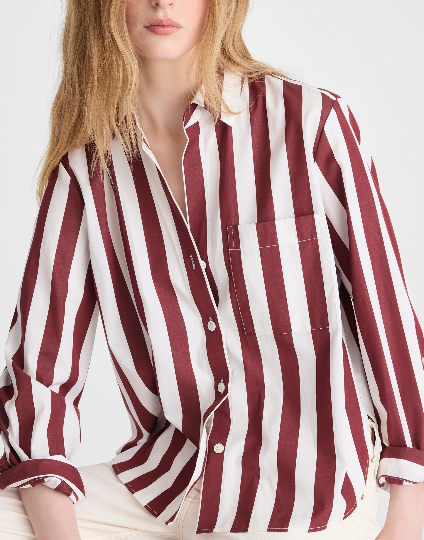 Madewell The Signature Y-Neck Shirt in Poplin