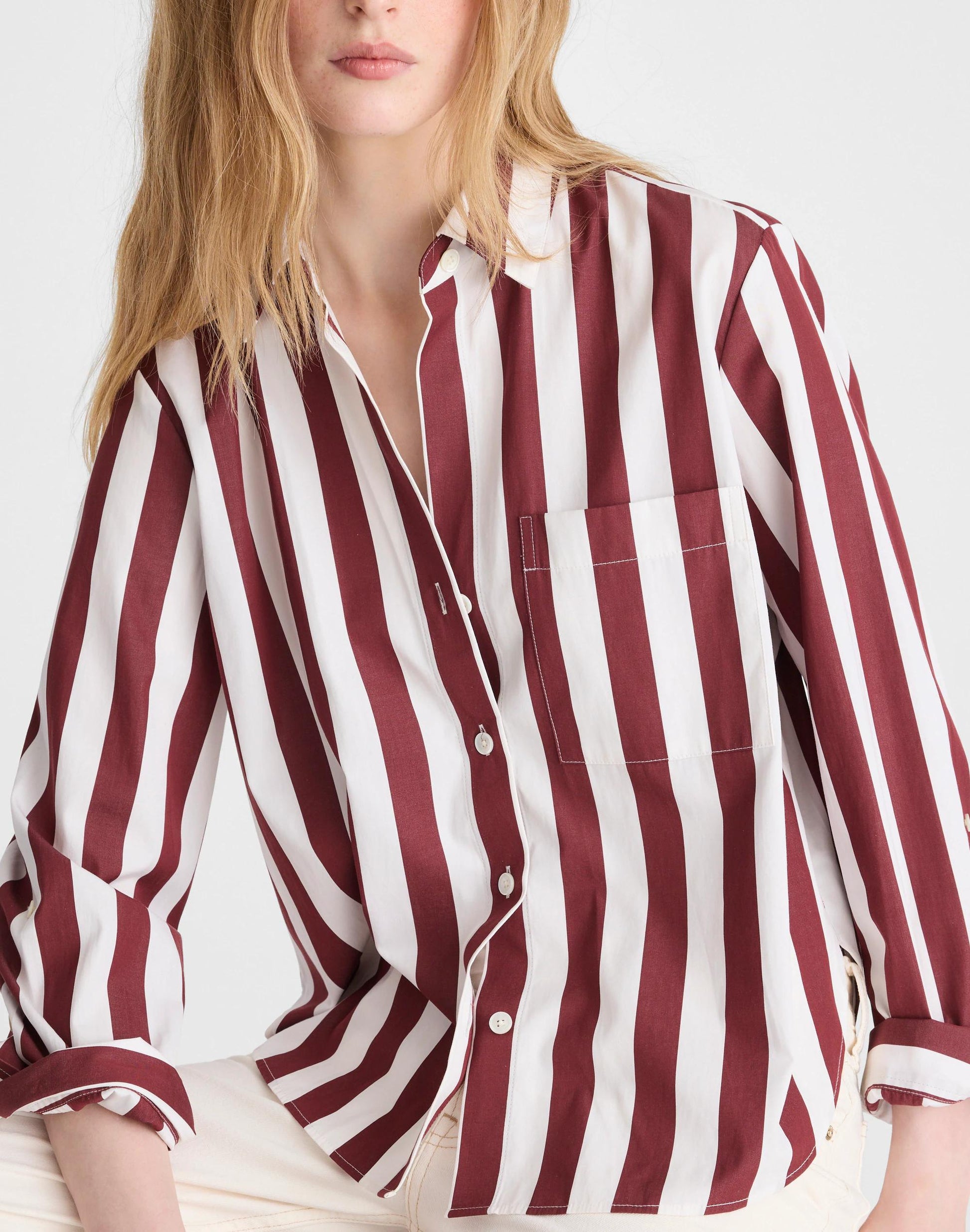 Madewell The Signature Y-Neck Shirt in Poplin