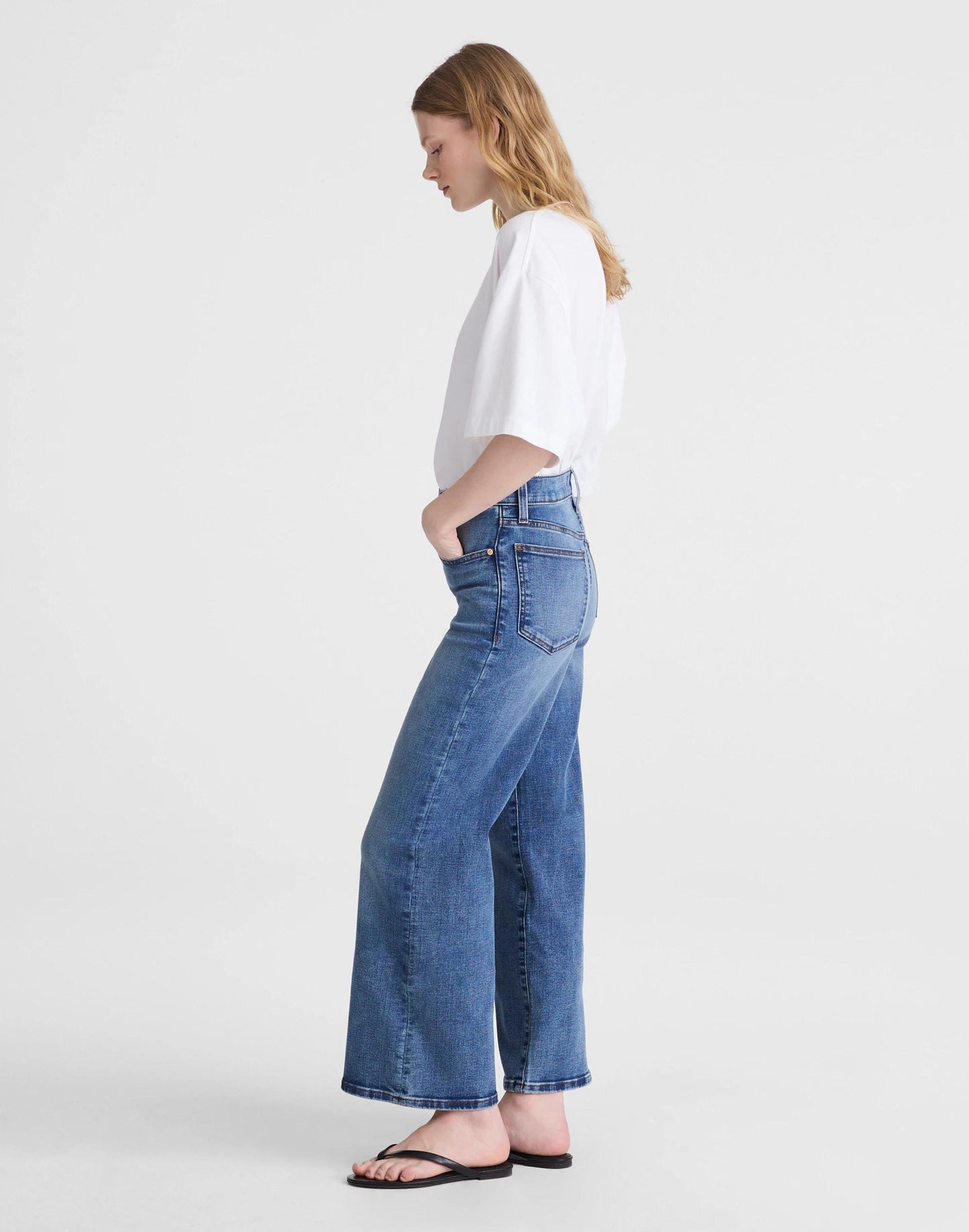 Madewell The Wide-Leg Crop Jean in Super Stretch Denim