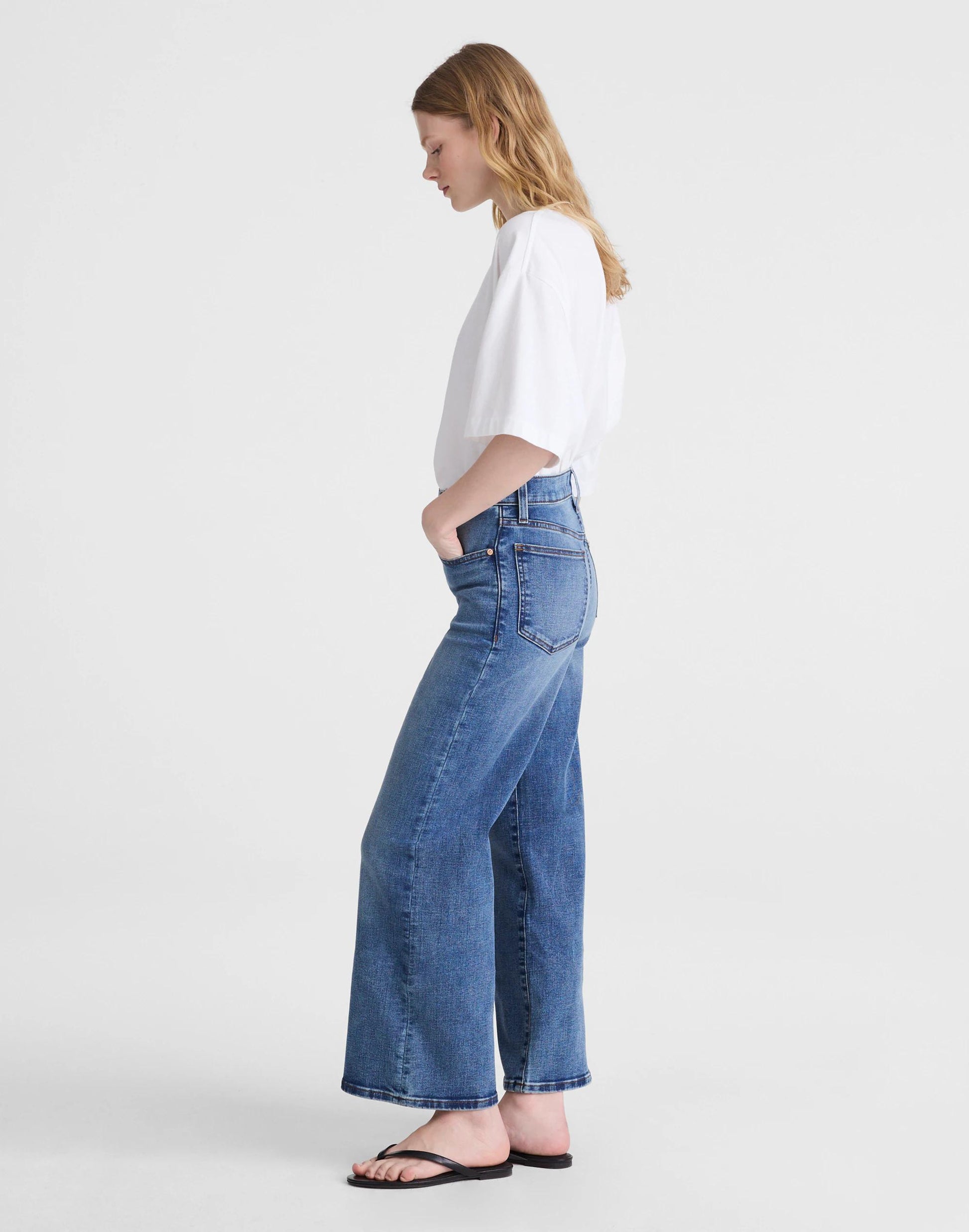 Madewell The Wide-Leg Crop Jean in Super Stretch Denim