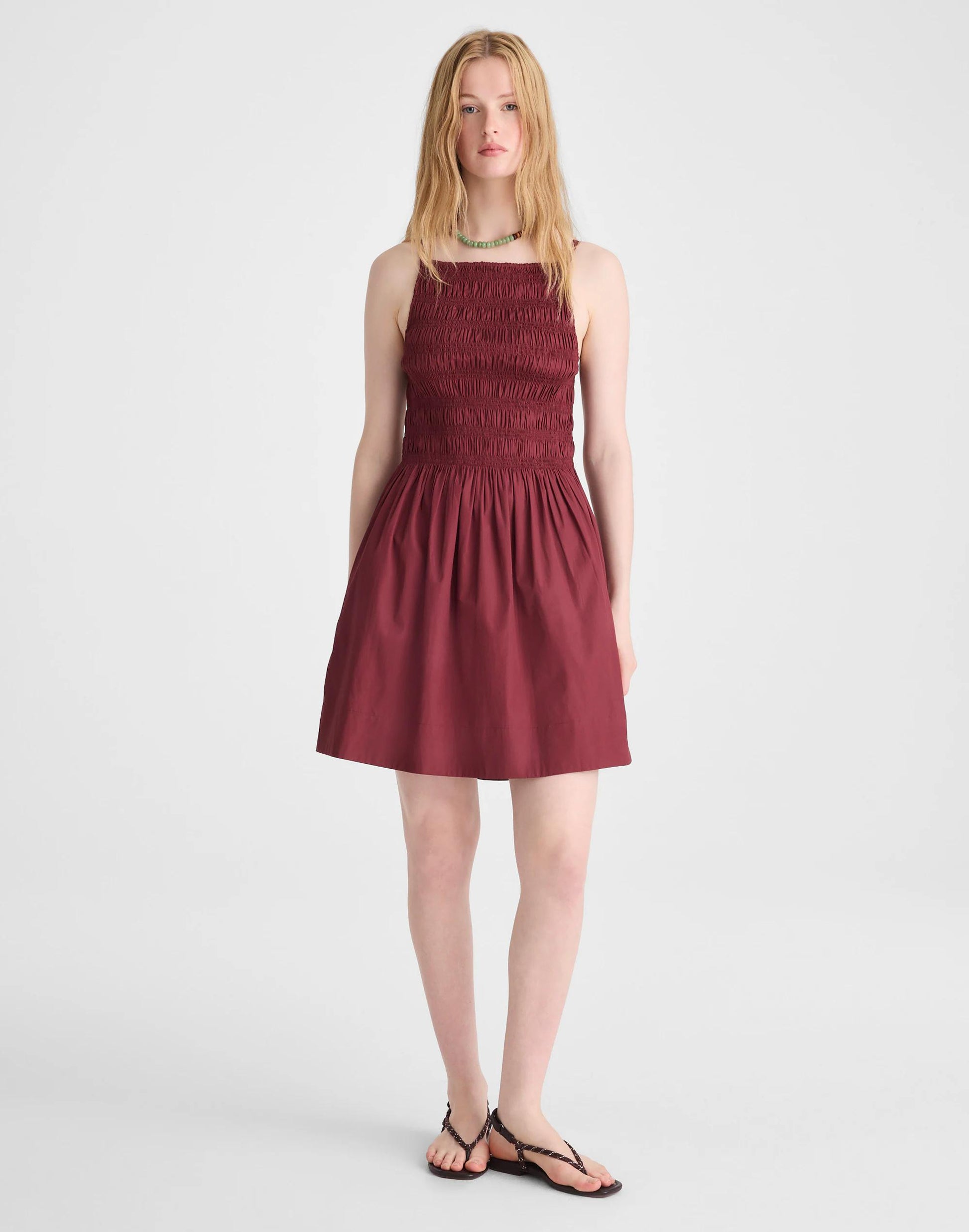 Madewell Smocked High-Neck Mini Dress