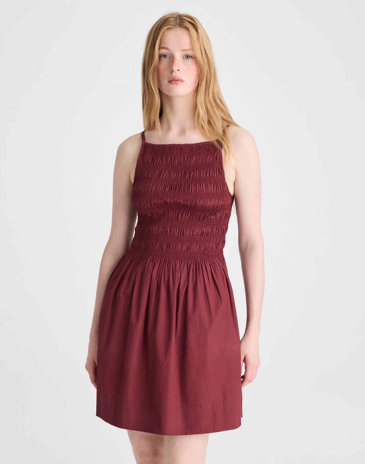 Madewell Smocked High-Neck Mini Dress