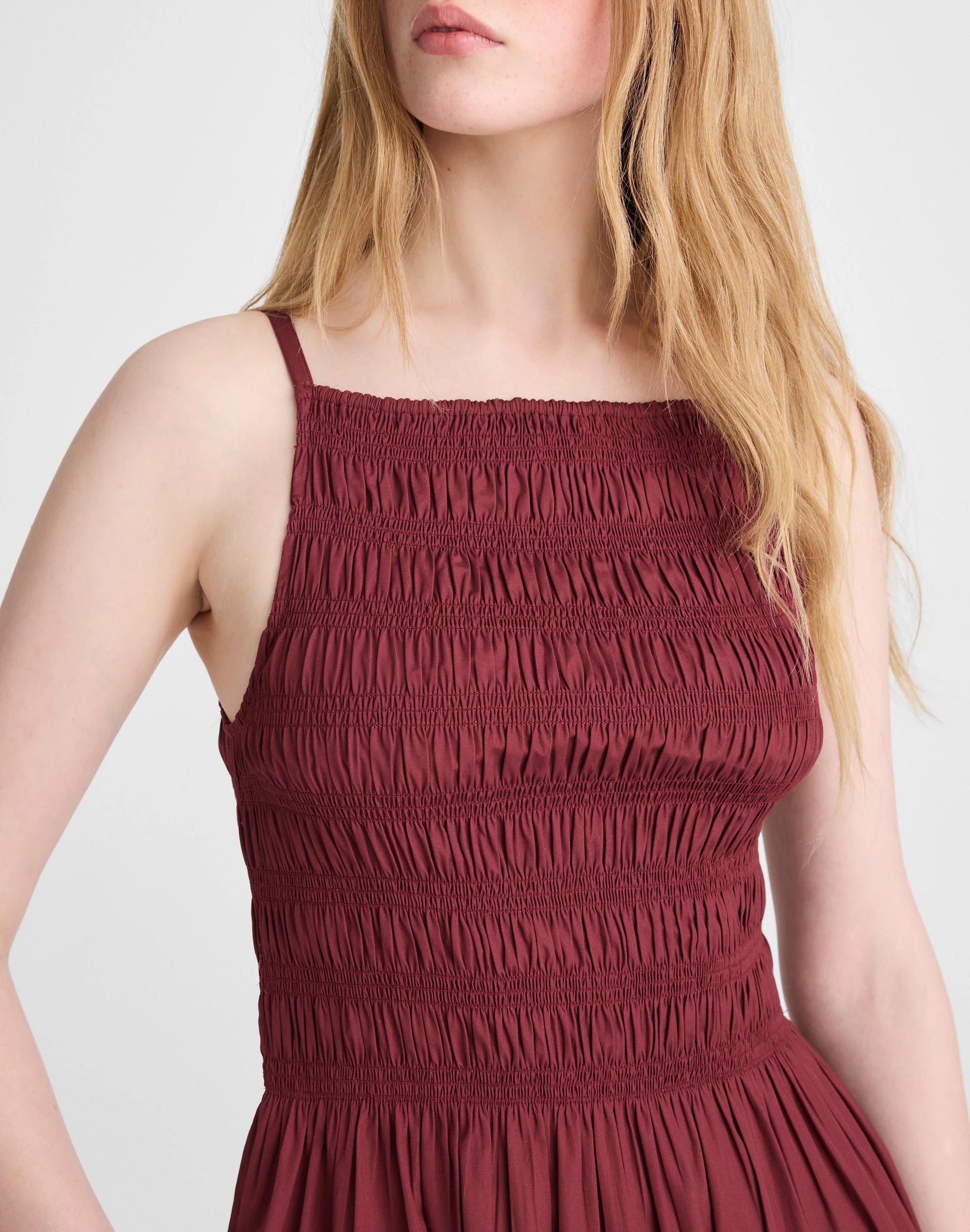 Madewell Smocked High-Neck Mini Dress