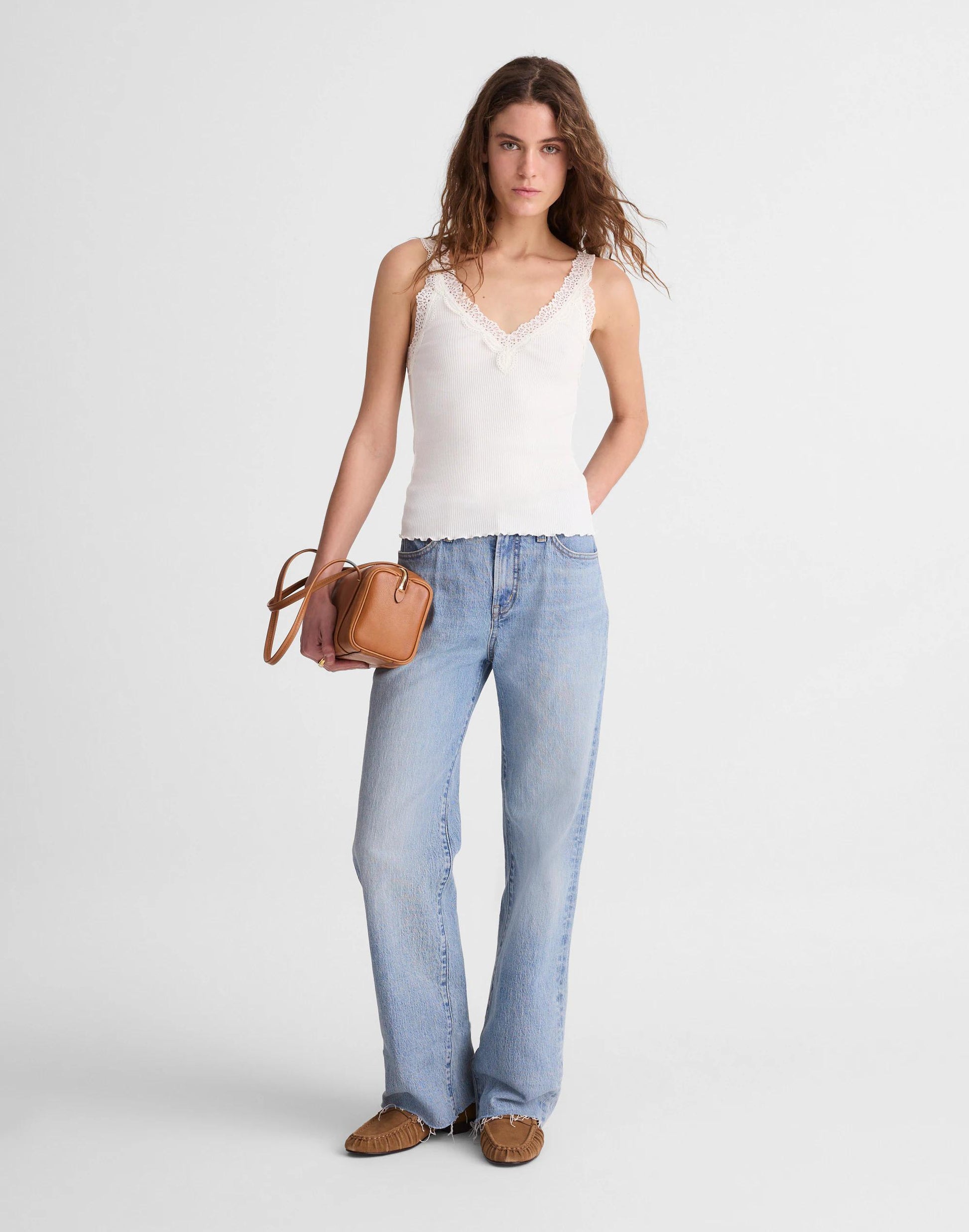 Madewell Lace-Trim Ribbed V-Neck Tank