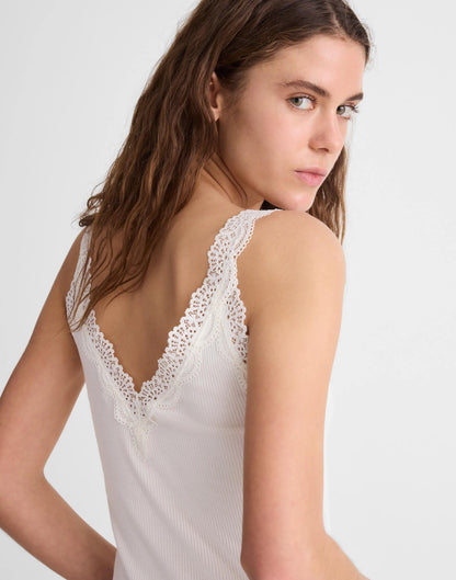 Madewell Lace-Trim Ribbed V-Neck Tank