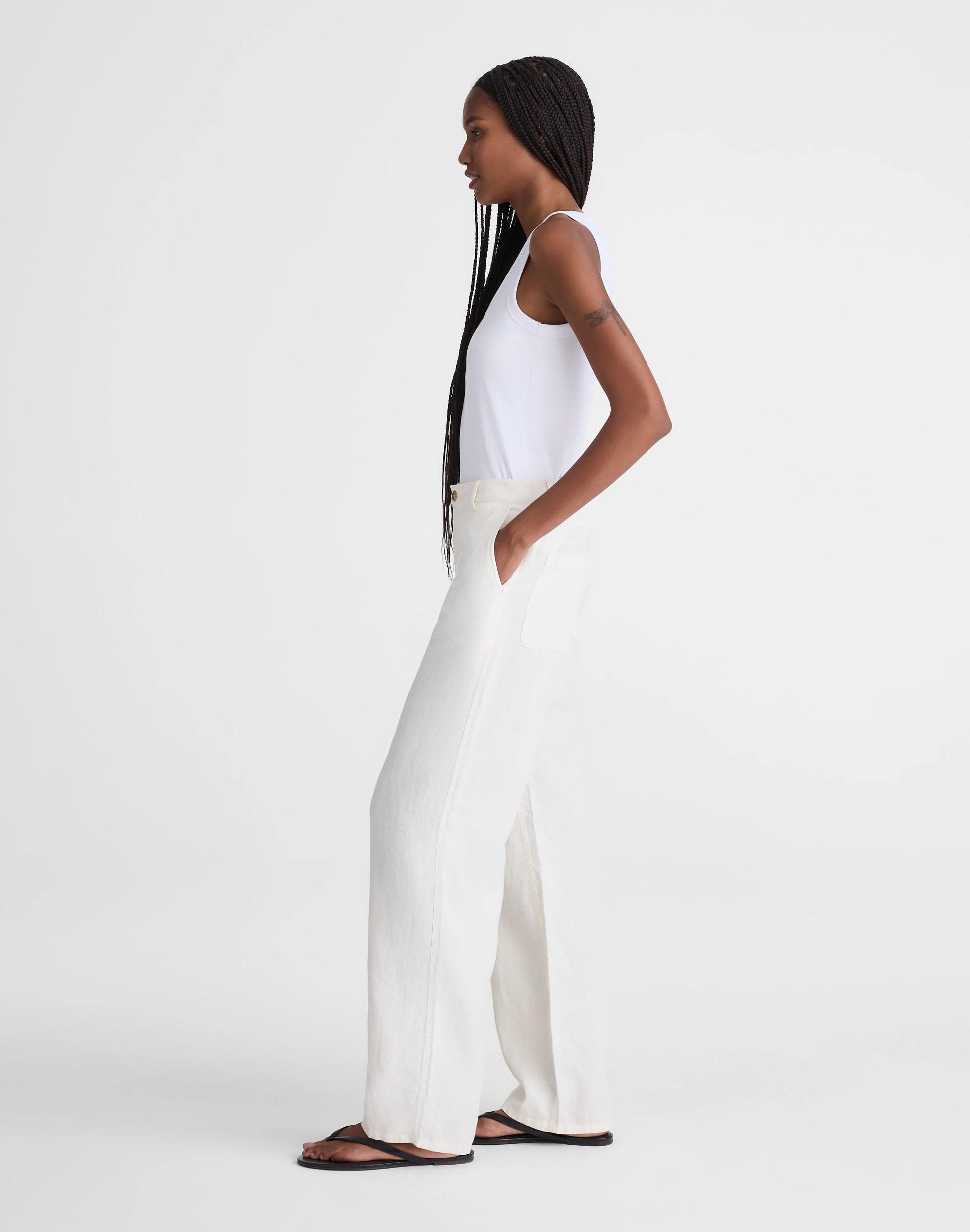 Madewell The Zoe Relaxed Straight Pant in 100% Linen