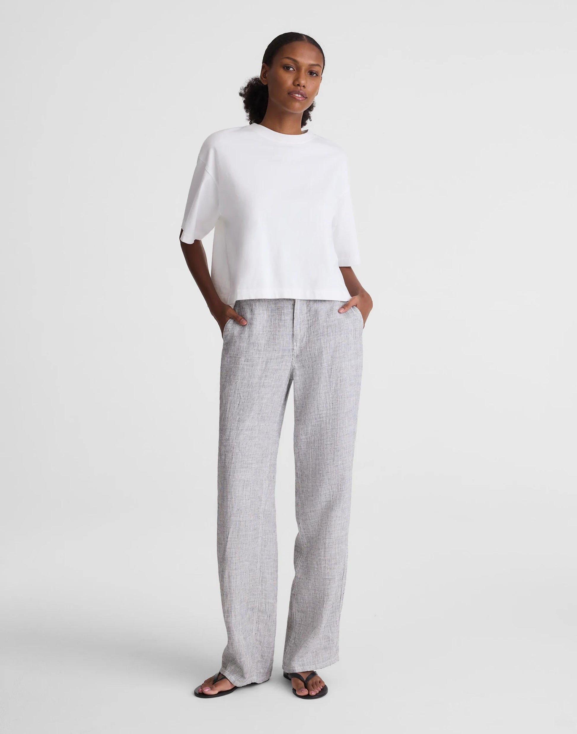 Madewell The Zoe Relaxed Straight Pant in 100% Linen