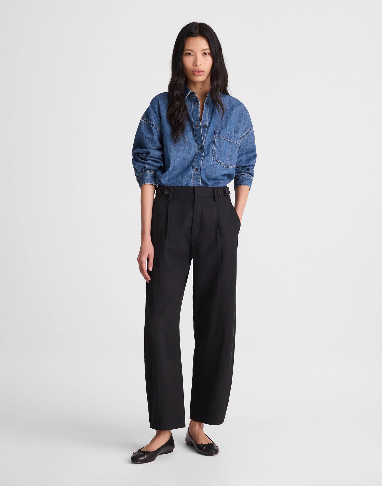Madewell The Barrel-Leg Pant in Drapey Twill