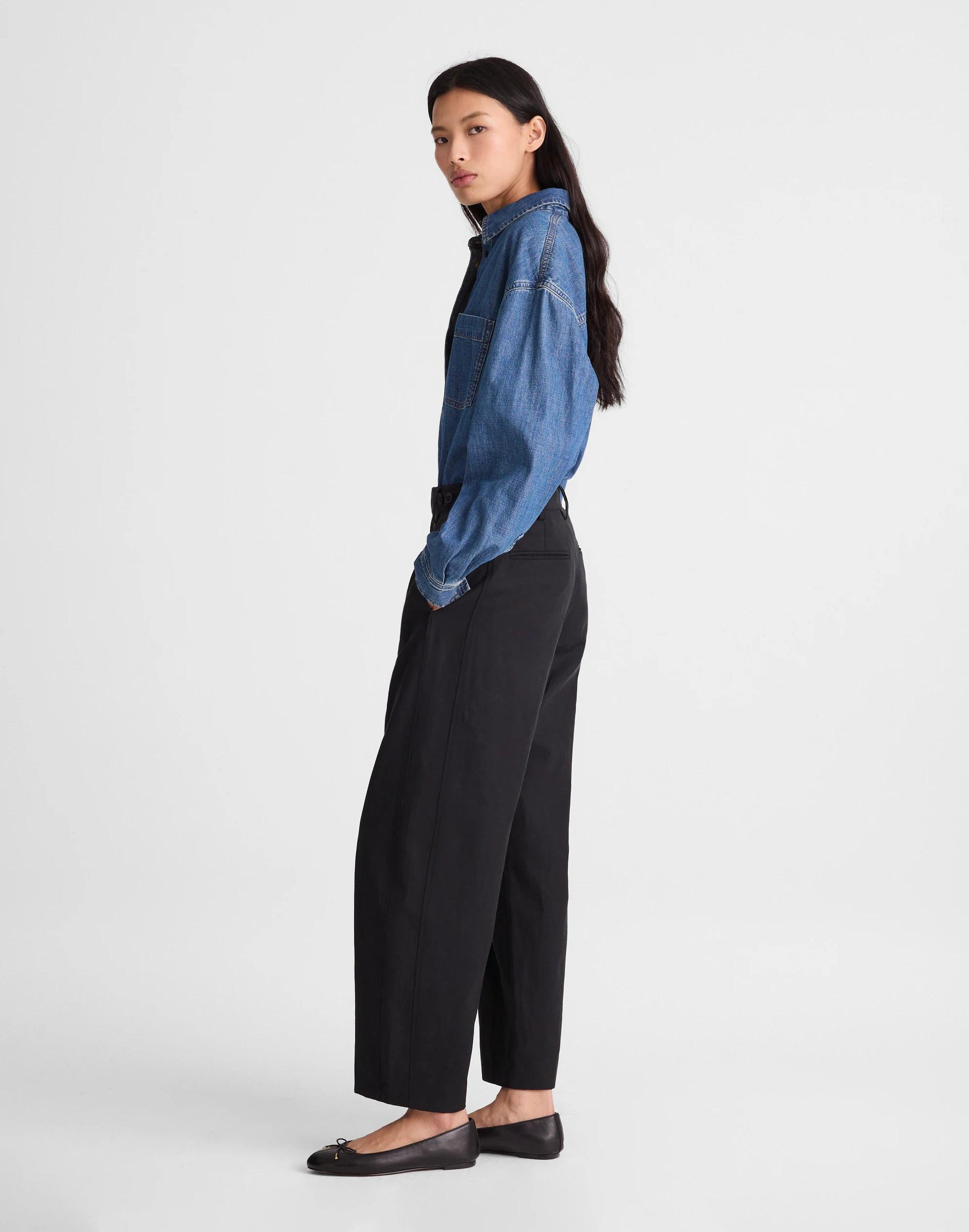 Madewell The Barrel-Leg Pant in Drapey Twill