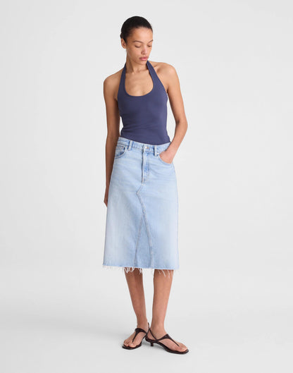 Madewell Denim Midi Skirt in Foster Wash