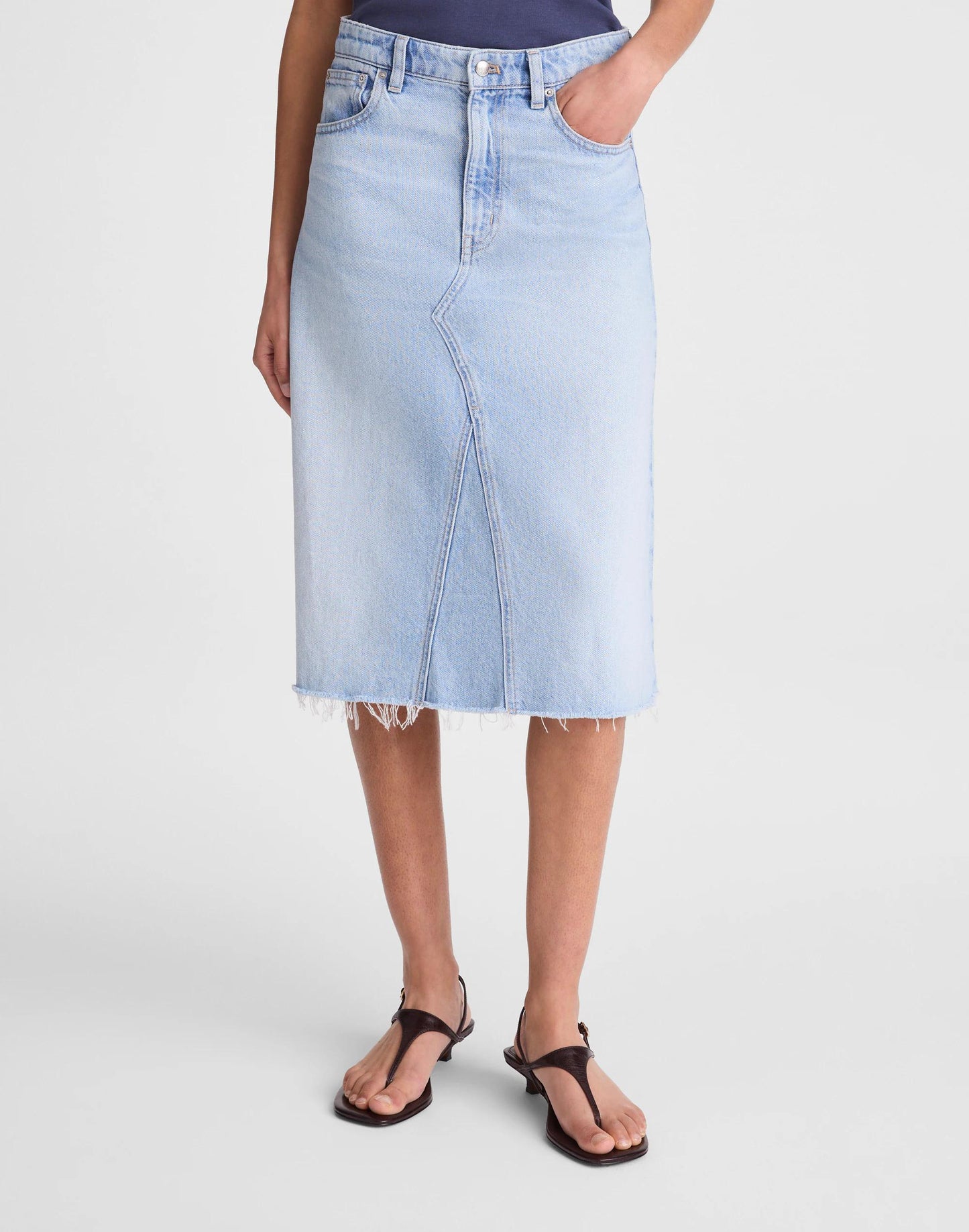 Madewell Denim Midi Skirt in Foster Wash