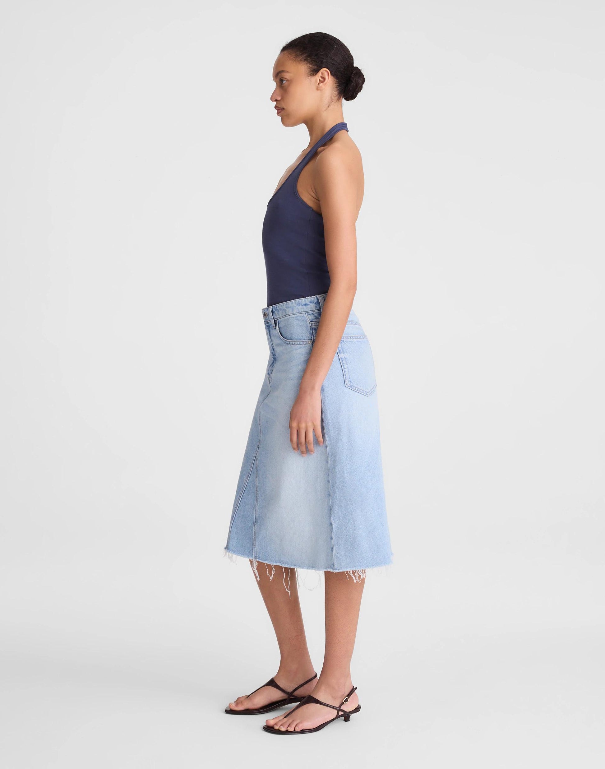 Madewell Denim Midi Skirt in Foster Wash