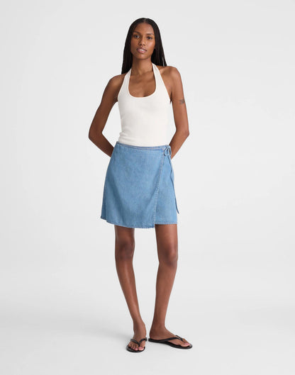 Madewell Airy Denim Wrap Mini Skirt