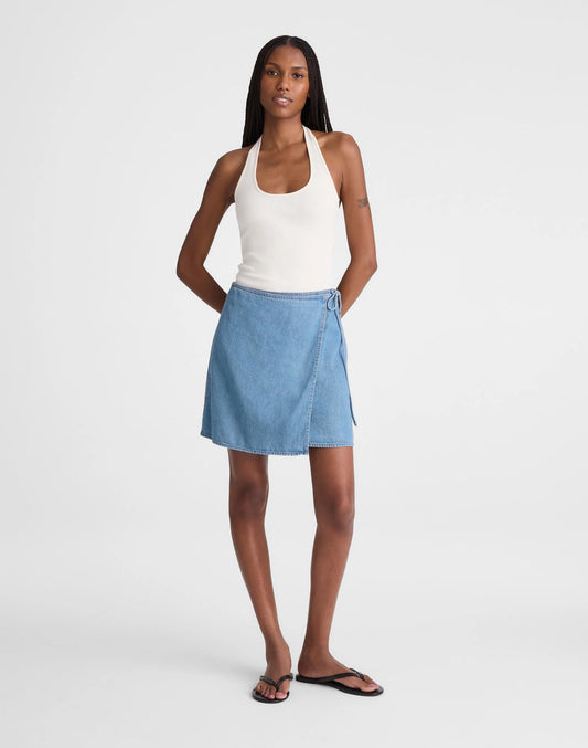 Madewell Airy Denim Wrap Mini Skirt