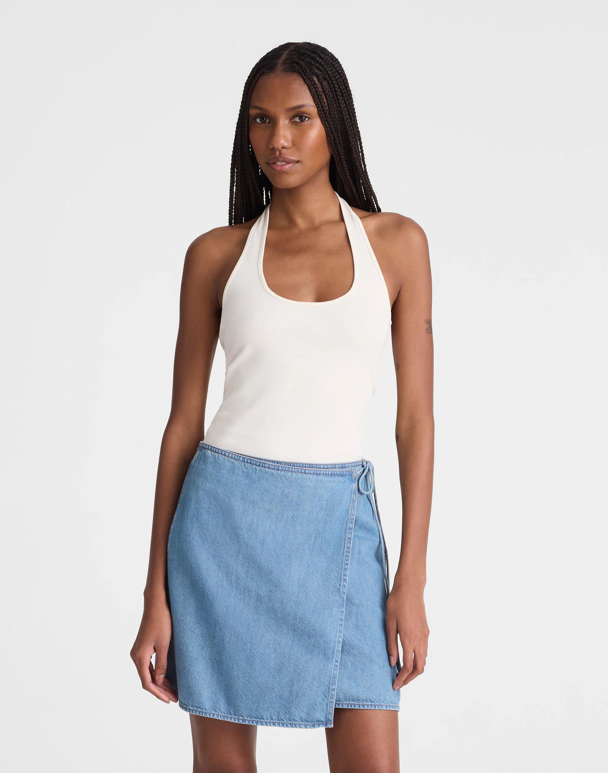 Madewell Airy Denim Wrap Mini Skirt